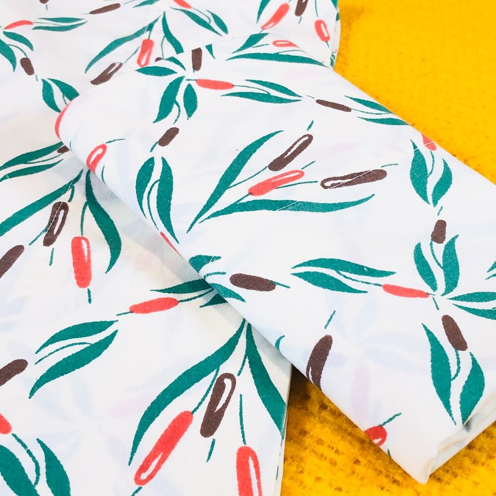 Vintage Wamsutta DAKOTAH Cattails Pillowcase Set 70s Ultracale Textile Bedding